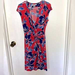 Tommy Bahama Coral and Navy Floral Midi Dress